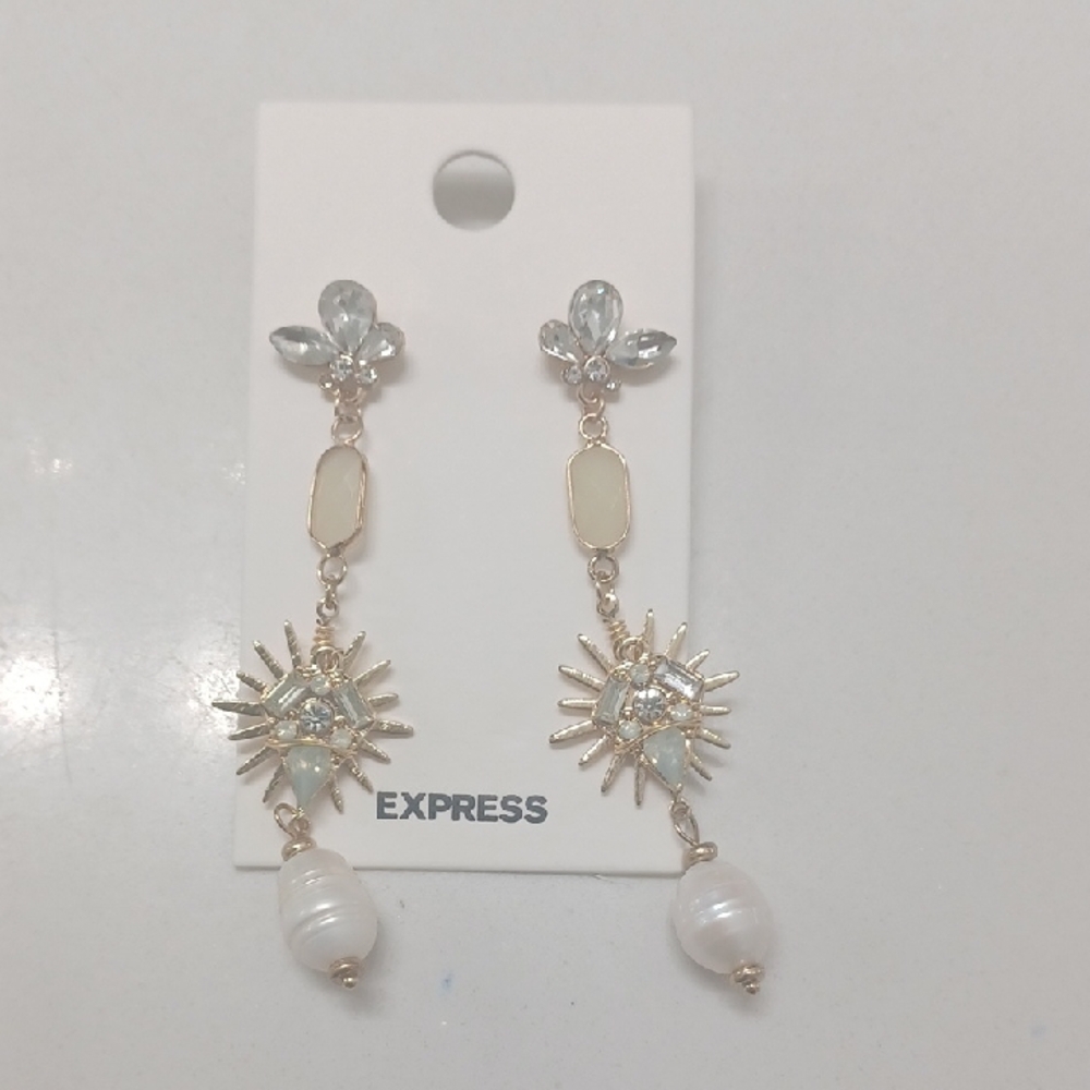 Express Gold and Crystal Butterfly Earrings